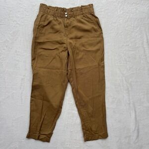 LOFT Pants Womens MP Brown Lyocell Tapered Paperbag Waist High Rise Casual